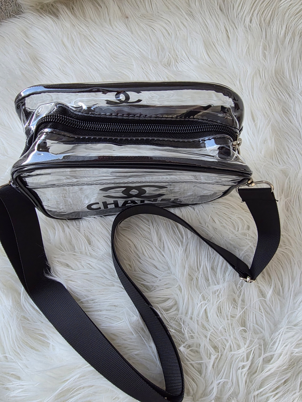 Clear PVC Cosmetic Crossbody Bag Stadium Bag - Picture 4 of 11